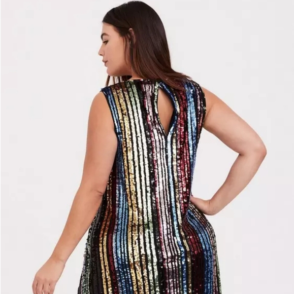 Colorful Sequin Striped Dress - Picture 3 of 4